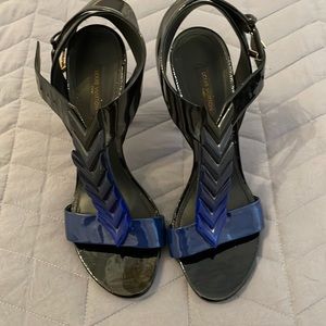 Louis Vuitton black and blue patent leather 37.5